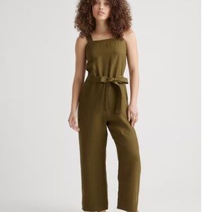 Quince 100% European Linen Square Neck Jumpsuit Large